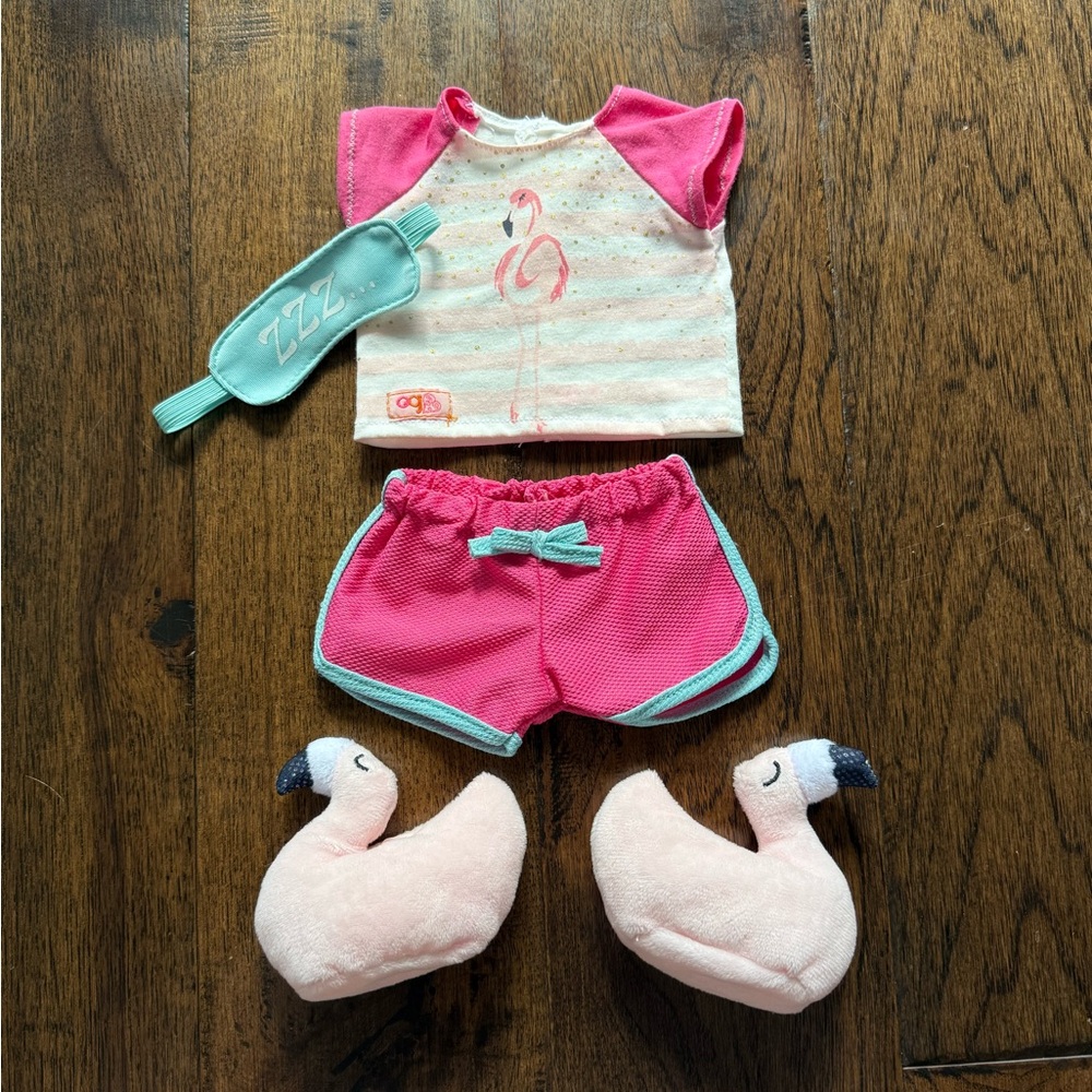 Pink Flamingo Pajama Doll Outfit Set
